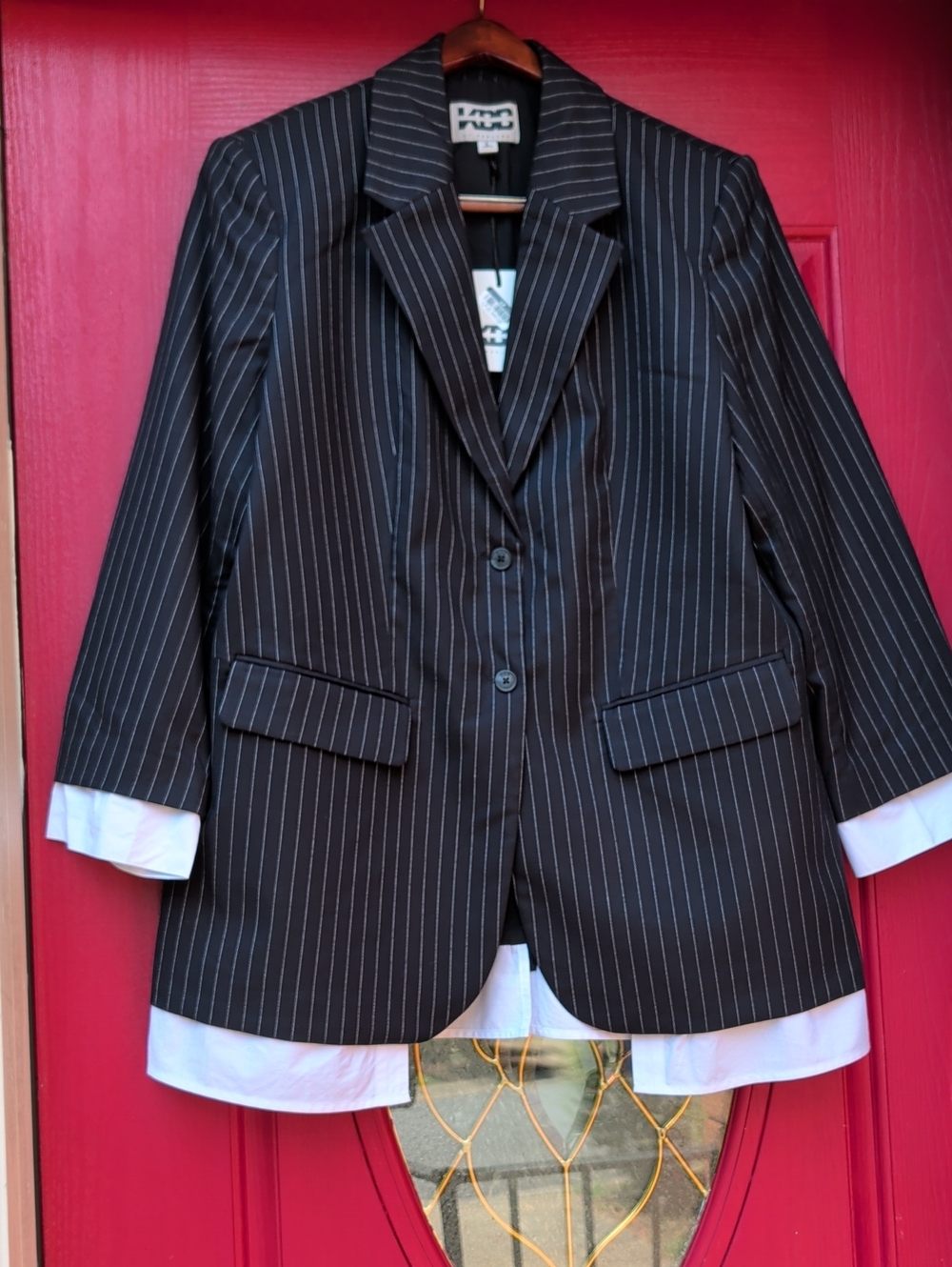 NWT - KBB by Kahlana "The Shirt Blazer" Blue w/White Pinstripe